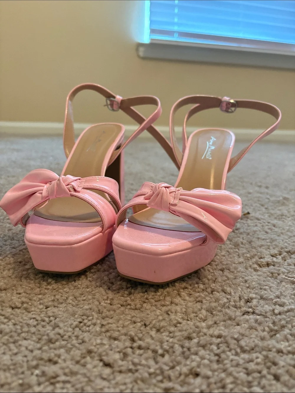 Anne Michelle Pink Platform Heels with Bow
